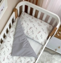 Set lenjerie de schimb pentru patut bebe 3 piese Crengute gri (1)